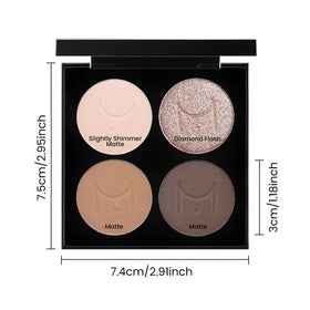 evpct Nude Brown Eyeshadow Quad Palette back view with ingredient details
