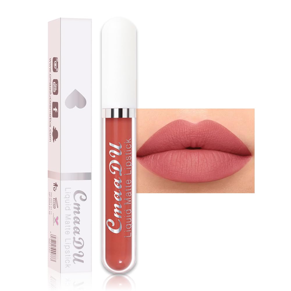 evpct Nude Pink Liquid Matte Lipstick Set with 18 colours displayed