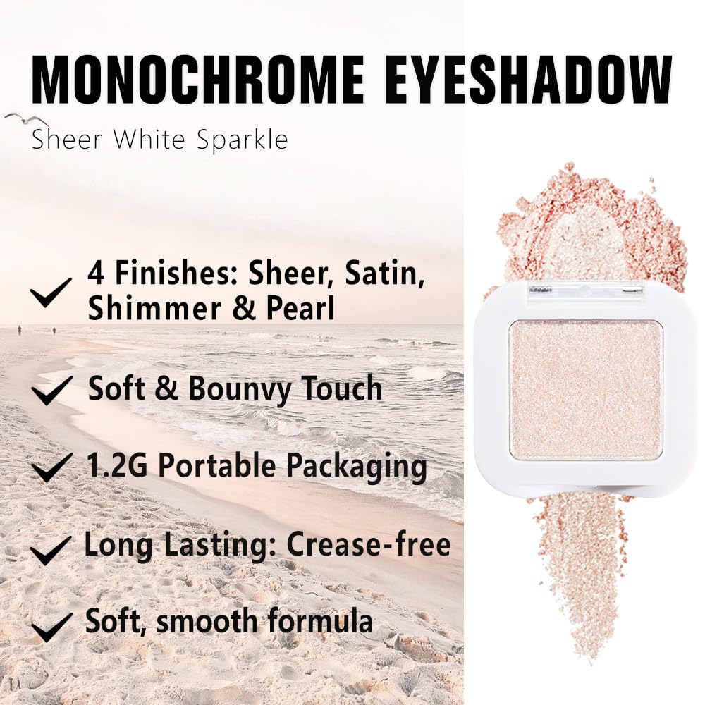evpct Pear White Shimmer Eyeshadow Palette open showing colours