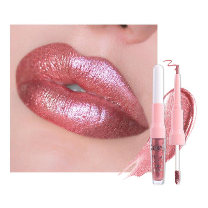 evpct Pine Red Metallic Glitter Lip Liner and Lipstick Combo front view