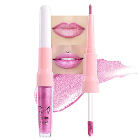 evpct Pink Metallic Glitter Lip Liner and Lipstick Combo packaging