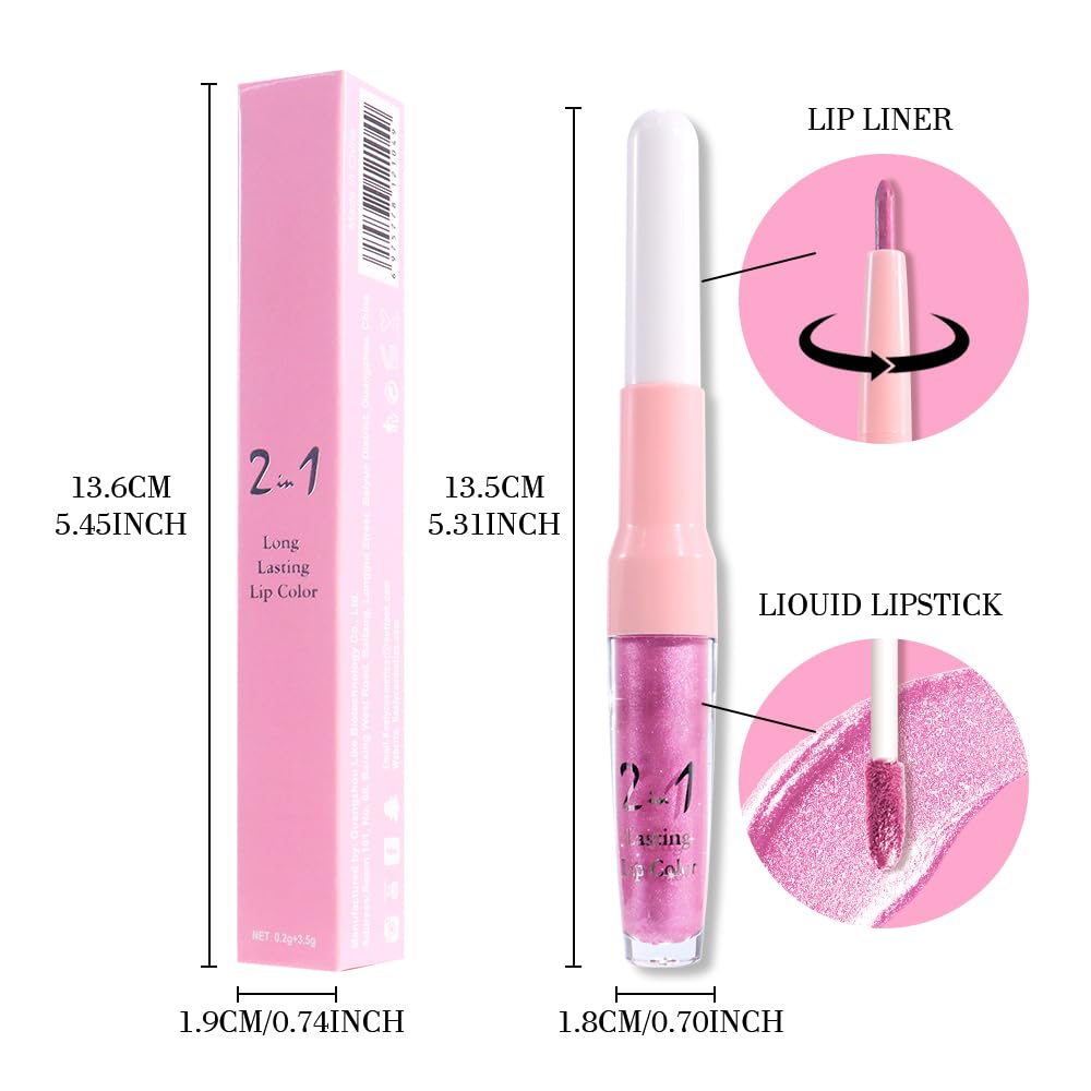 evpct Pink Metallic Glitter Lip Liner and Lipstick Combo swatches