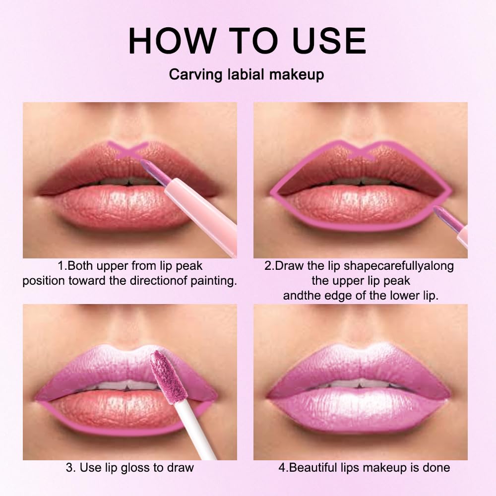 evpct Pink Metallic Glitter Lip Liner in use