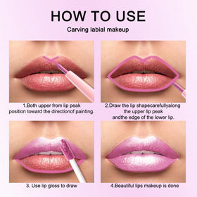 evpct Pink Metallic Glitter Lip Liner in use