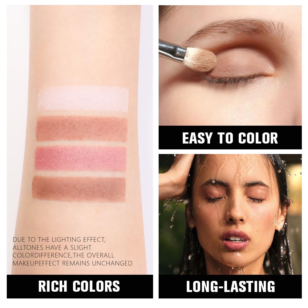 evpct Pink Powder Eyeshadow Quad Palette with applicator