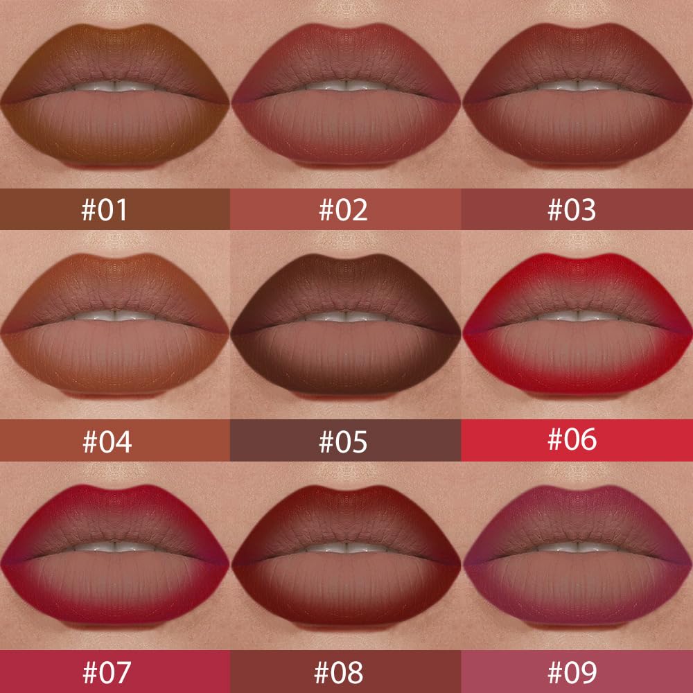 evpct Plum Red Gradient Matte Lipstick Crayon Set swatch on skin