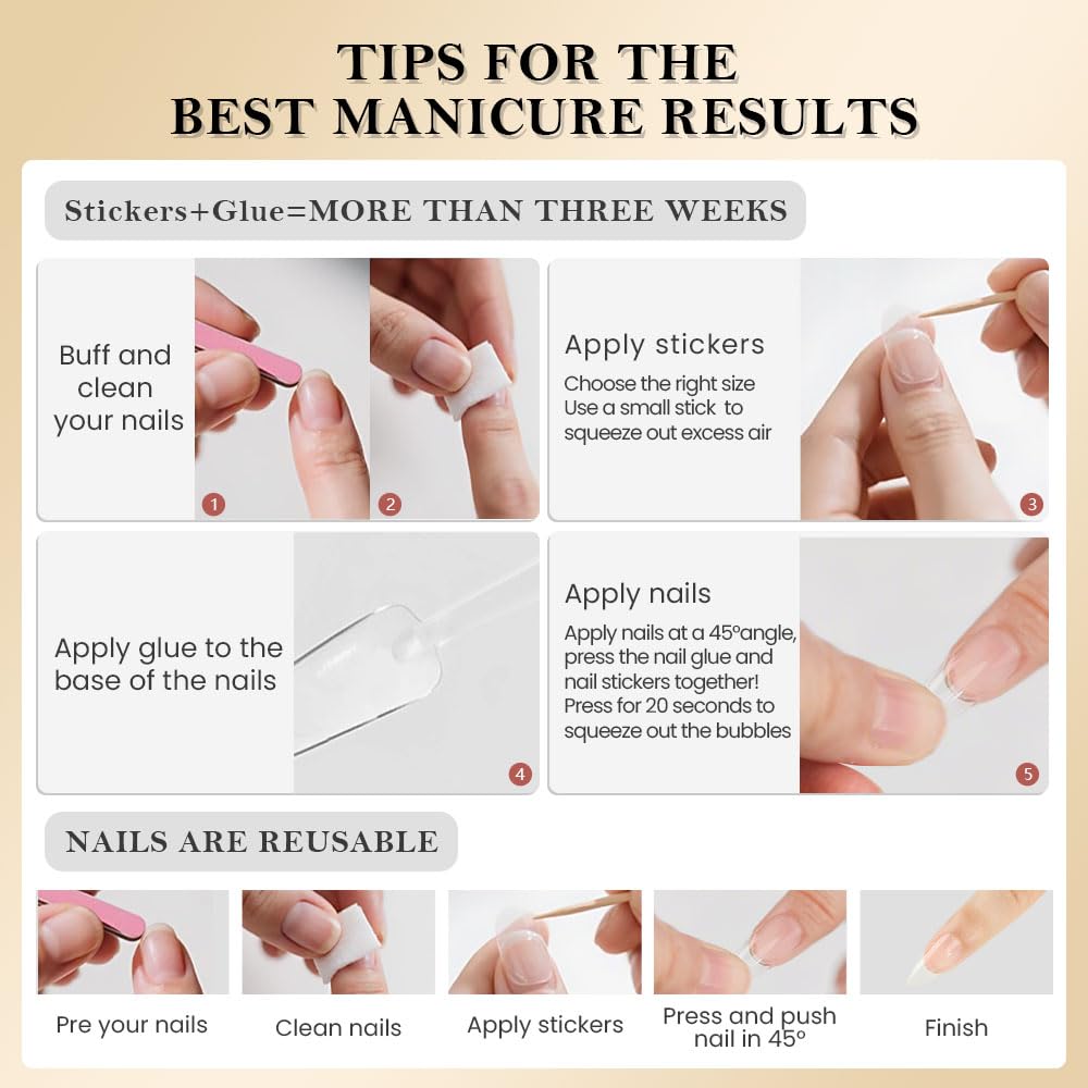 evpct press on nails with glitter detail
