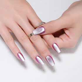 evpct Purple Cat Eye Press on Nails close-up showing cat eye effect