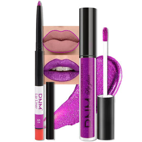 evpct Purple Shimmer Glitter Liquid Lipstick and Lip Liner Set front view