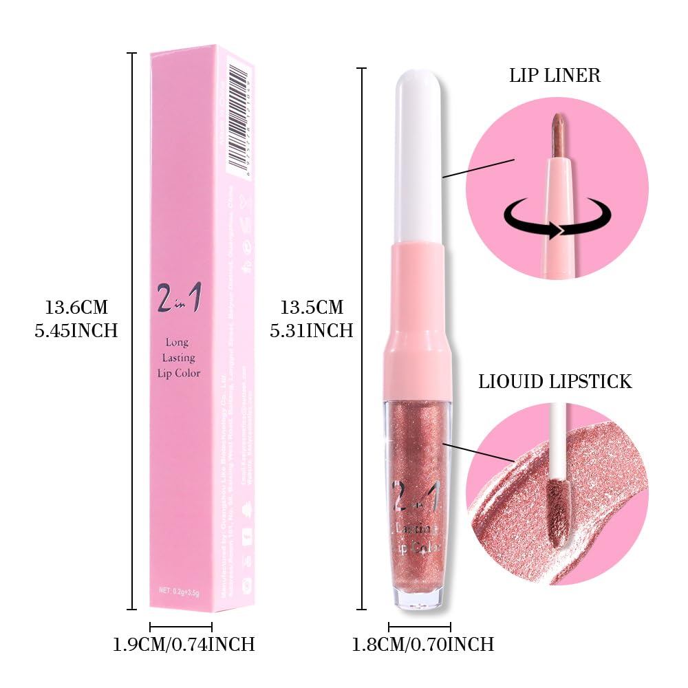 evpct Rose Gold Lip Liner and Liquid Lipstick Combo swatches on skin