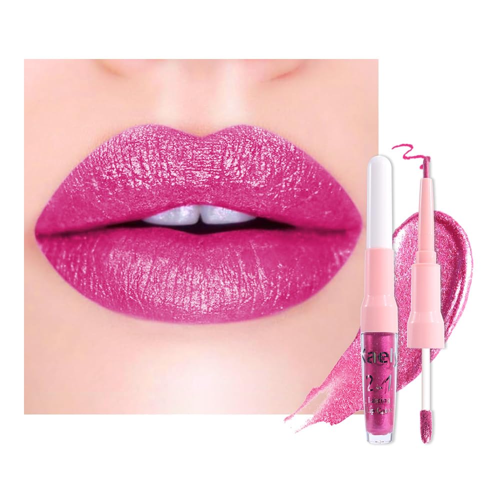 evpct Rose Metallic Glitter Lip Liner and Liquid Lipstick Combo front view