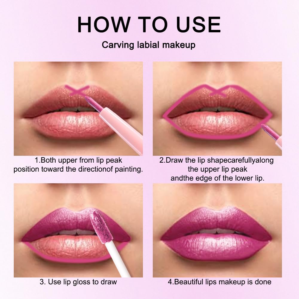 evpct Rose Metallic Glitter Lip Liner and Liquid Lipstick Combo shades