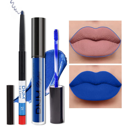 evpct Royal Light Blue Matte Liquid Lipstick and Lip Liner Set front view