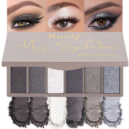 evpct Smokey Grey Eyeshadow Palette front view showing six shades