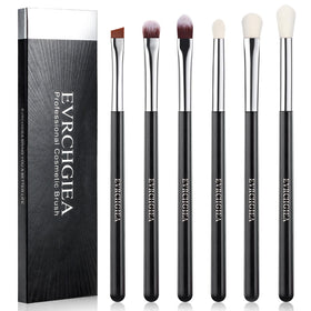 EVRCHGIEA Eye Makeup Brush Set 6 Pcs front view with wooden handles