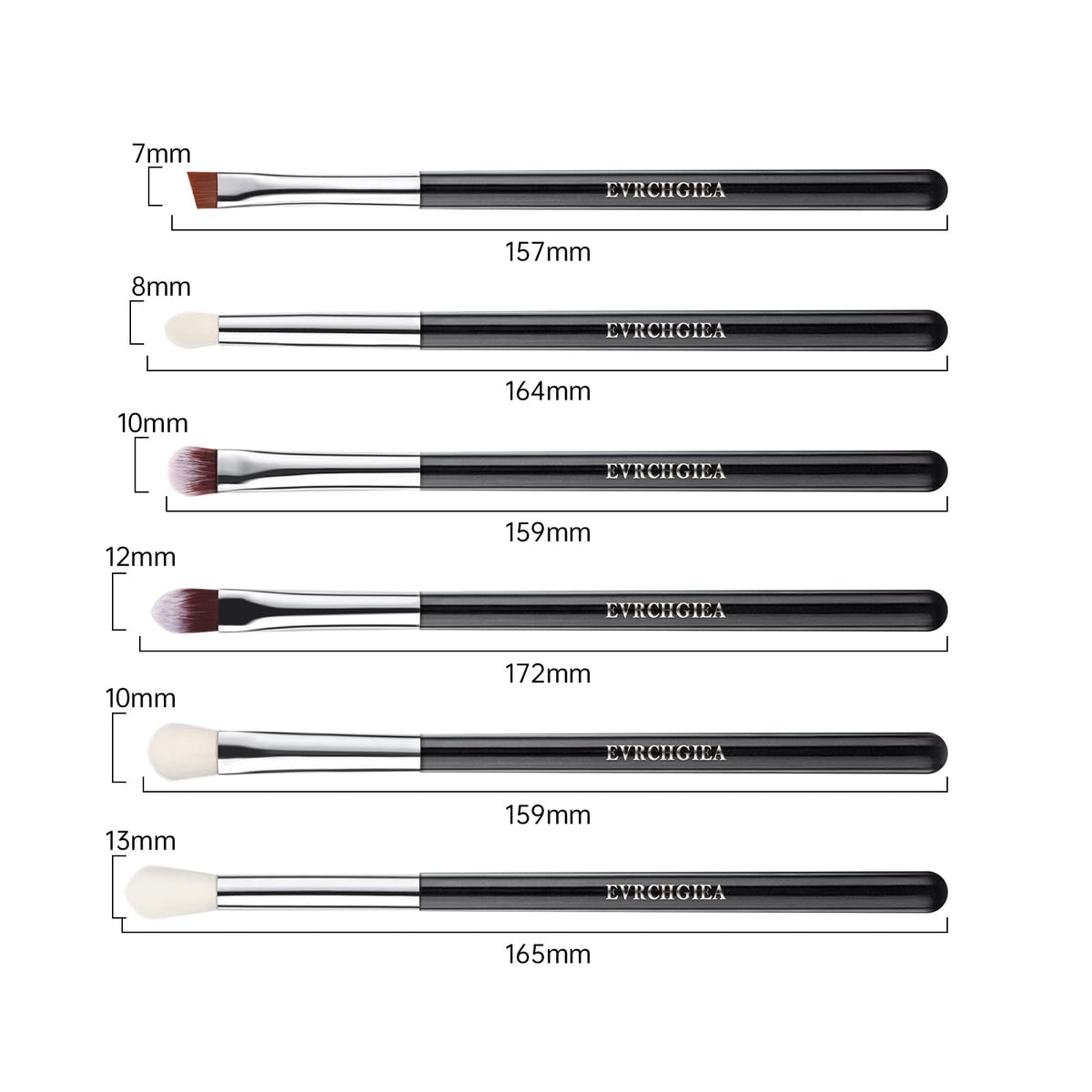 EVRCHGIEA Eye Makeup Brush Set 6 Pcs showing brush bristles