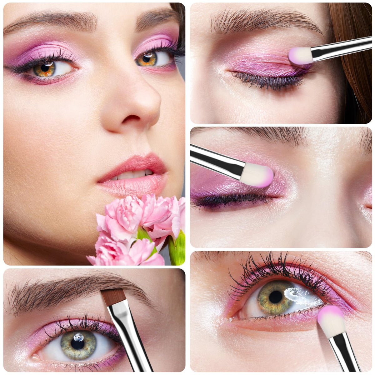 EVRCHGIEA Eye Makeup Brush Set 6 Pcs with makeup application scene