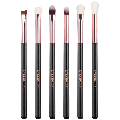 EVRCHGIEA Eye Makeup Brush Set 6 pieces with black and rose gold handles