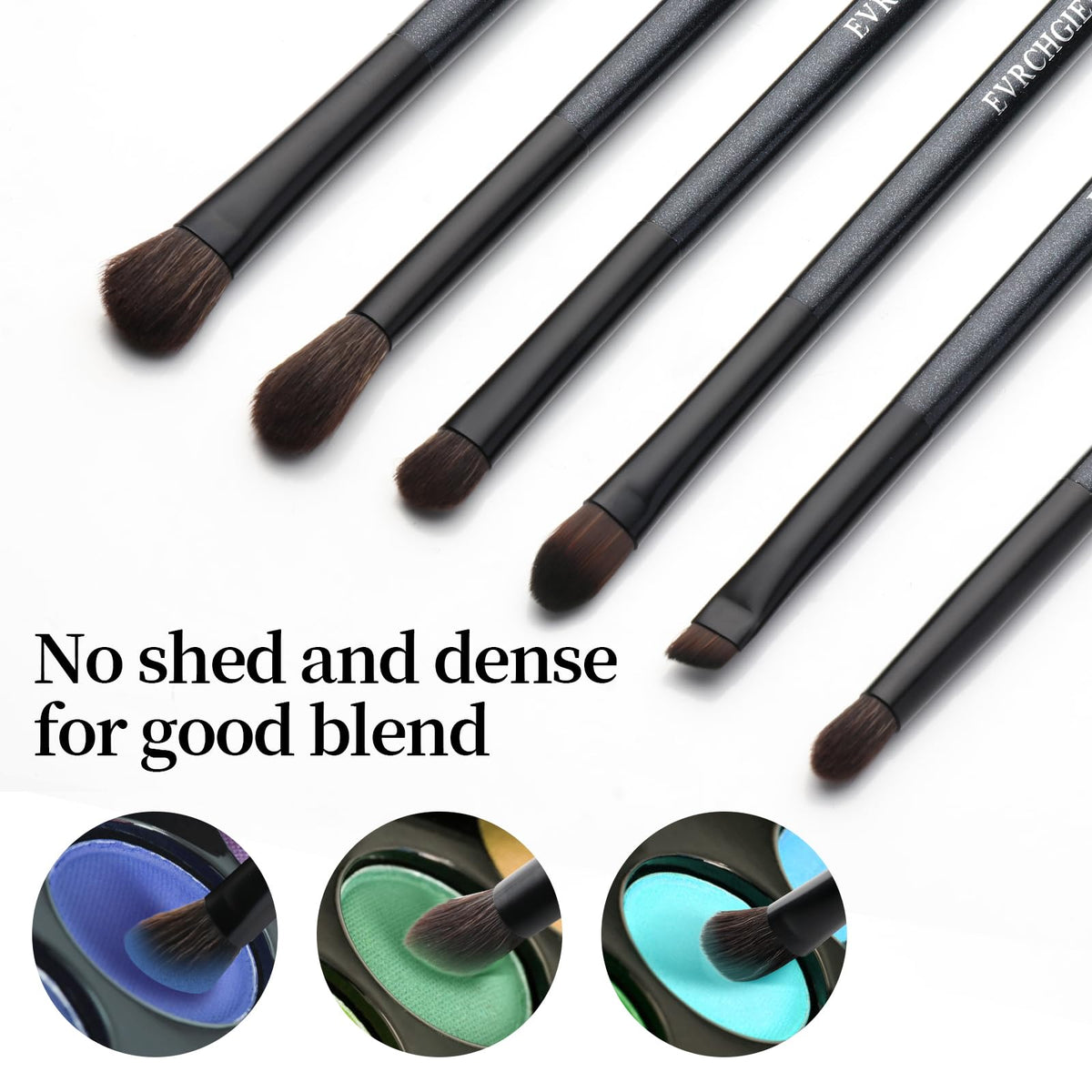 EVRCHGIEA eye makeup brushes arranged on a vanity