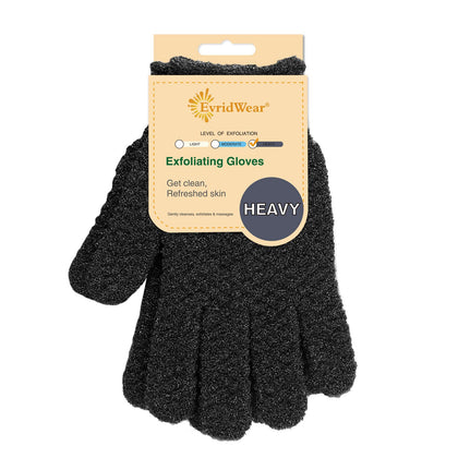Evridwear Exfoliating Bath Gloves black heavy-duty front view