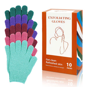 Evridwear Exfoliating Bath Gloves front view, 5 pairs