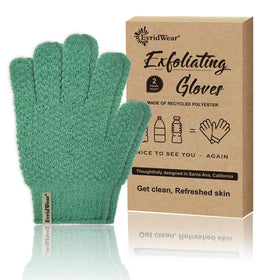 Evridwear Exfoliating Bath Gloves front view in green