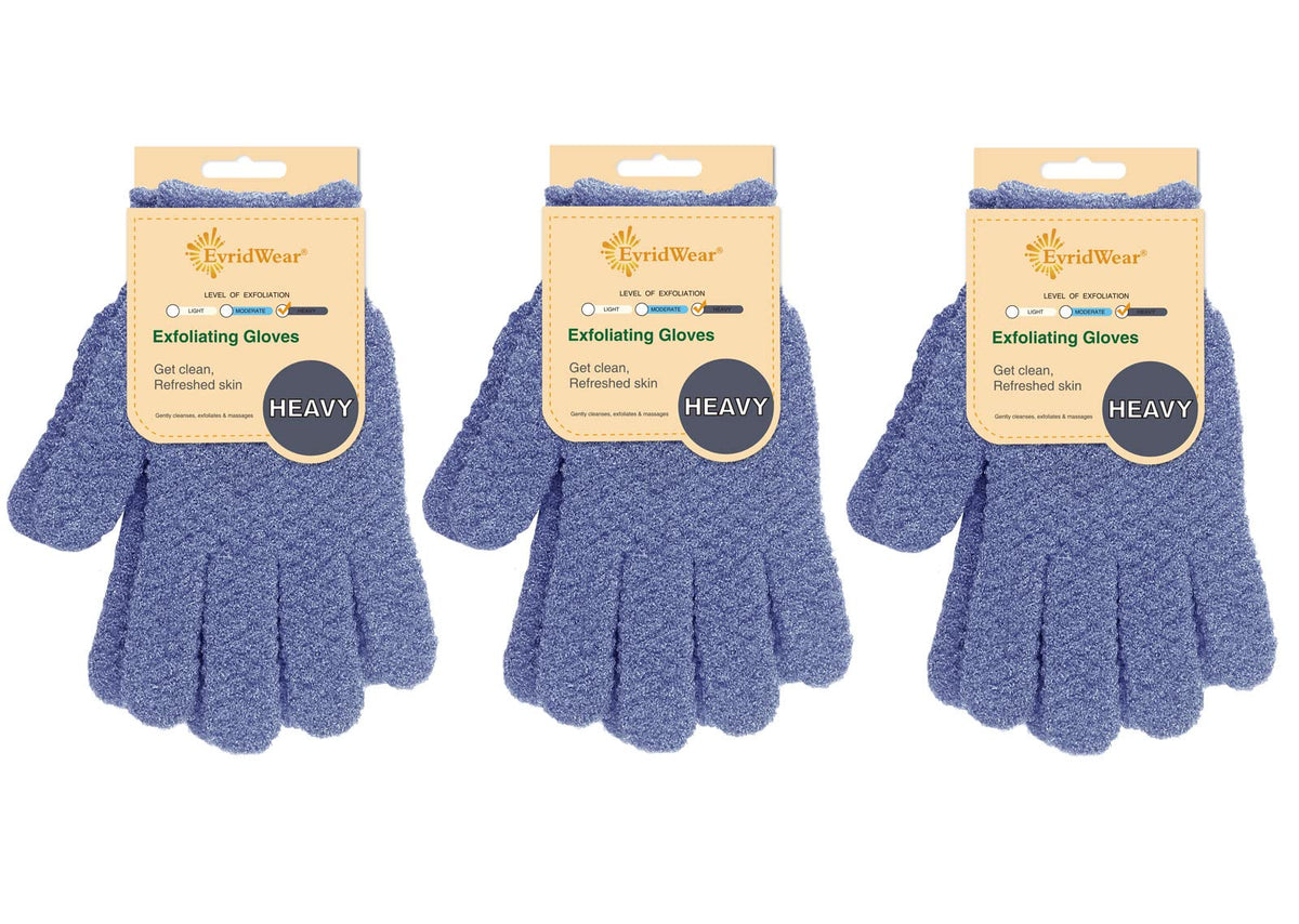 Evridwear Exfoliating Bath Gloves front view in packaging