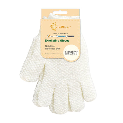Evridwear Exfoliating Bath Gloves front view, light colour