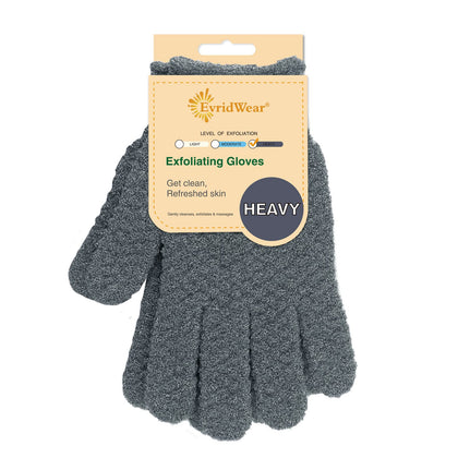 Evridwear Exfoliating Bath Gloves gray heavy model front view