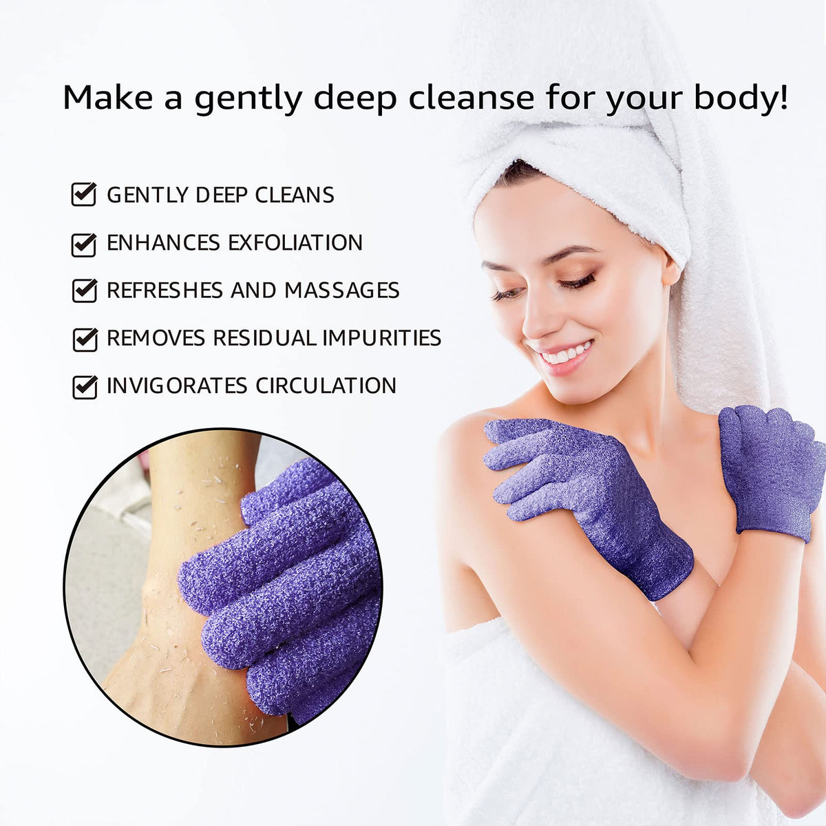 Evridwear Exfoliating Bath Gloves in packaging