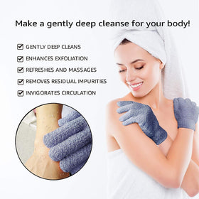 Evridwear Exfoliating Bath Gloves in use during a shower