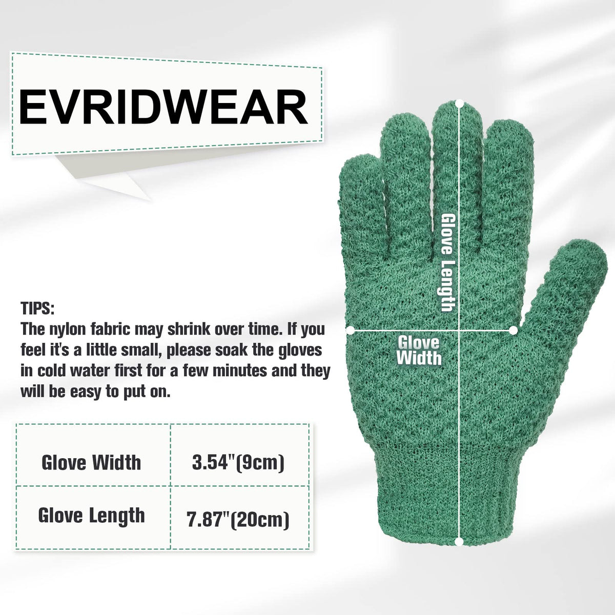 Evridwear Exfoliating Bath Gloves in use during a shower
