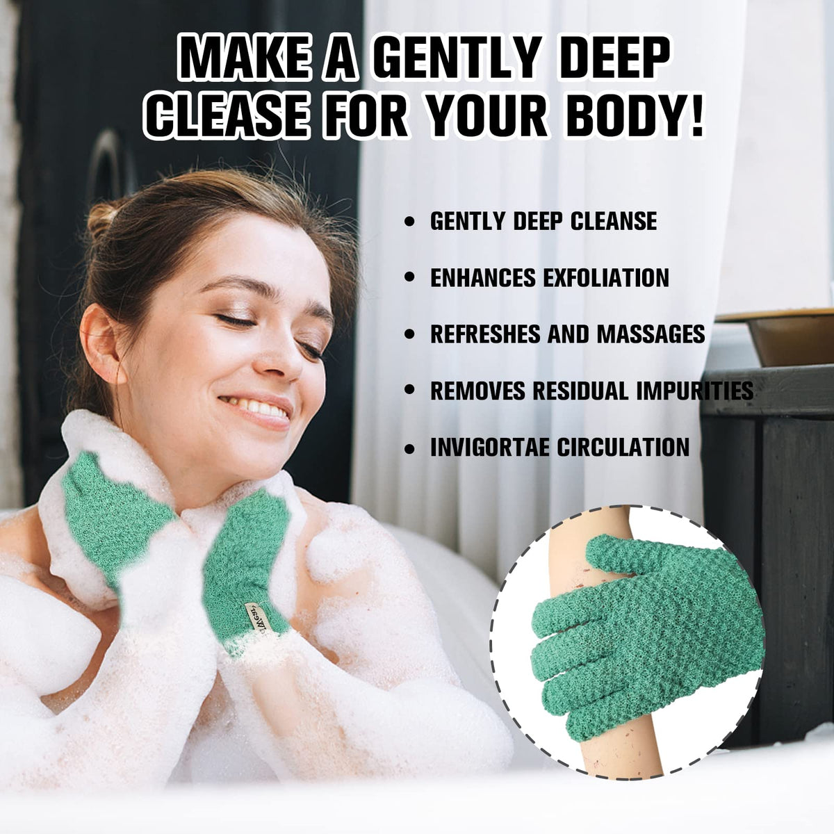 Evridwear Exfoliating Bath Gloves packaging front view