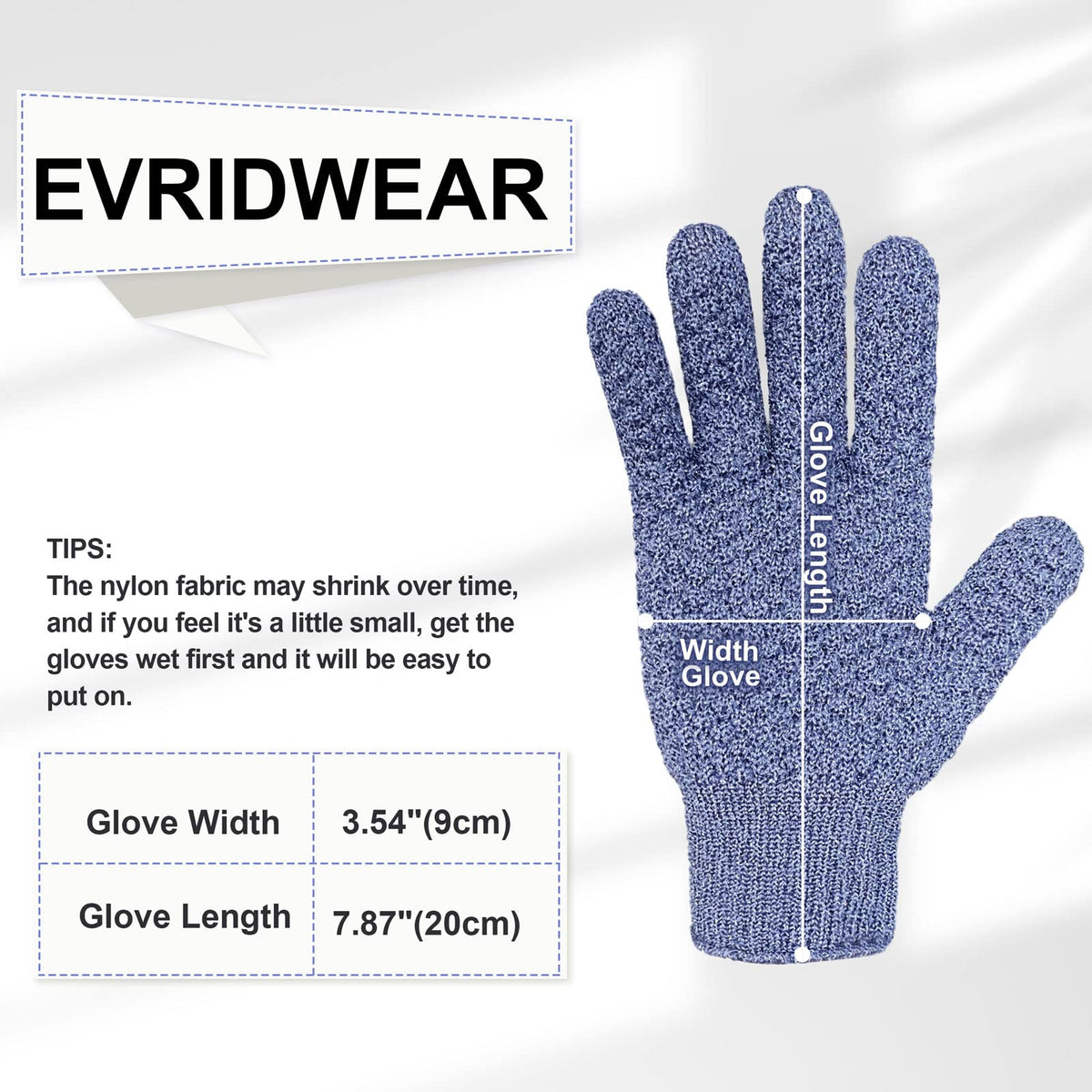 Evridwear Exfoliating Bath Gloves showing different textures