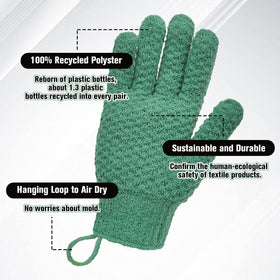 Evridwear Exfoliating Bath Gloves with recycled material label