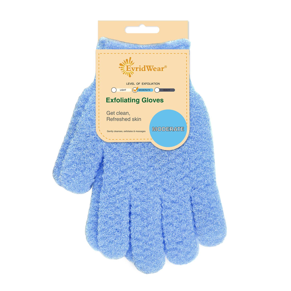 Evridwear Exfoliating Gloves front view with dual texture