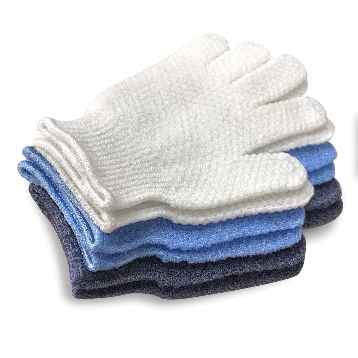 Evridwear Exfoliating Gloves with bath products for a spa experience