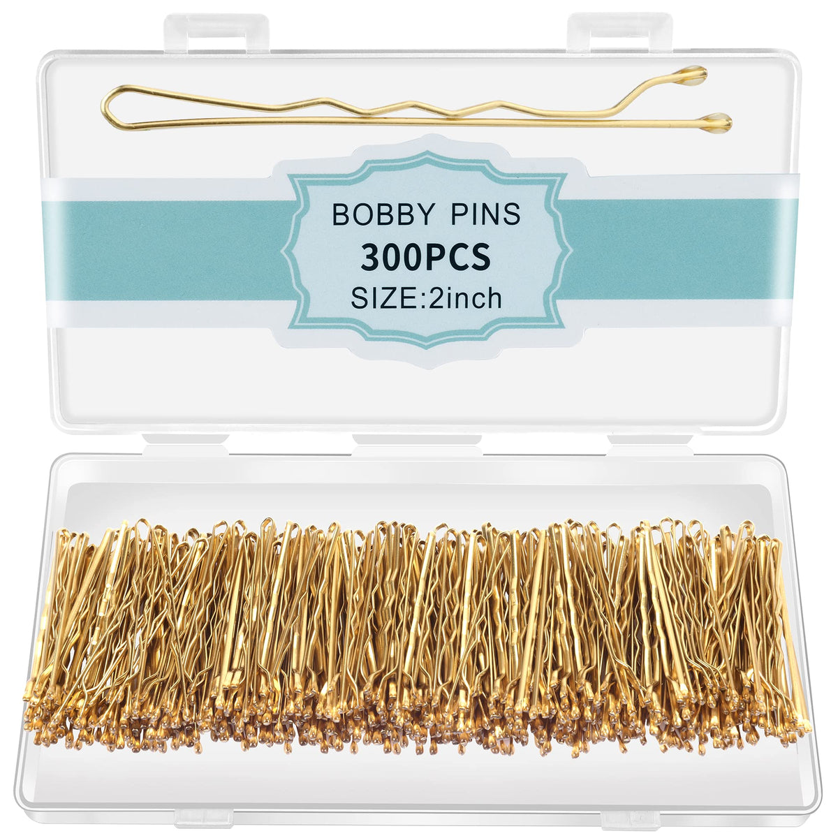 EWAGOA hair pins 300 pack with clear storage box front view
