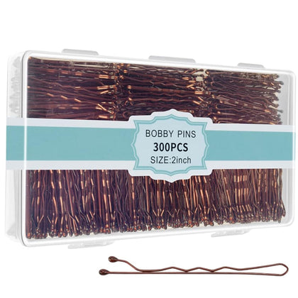 EWAGOA Hair Pins 300 PCS brown with clear storage box