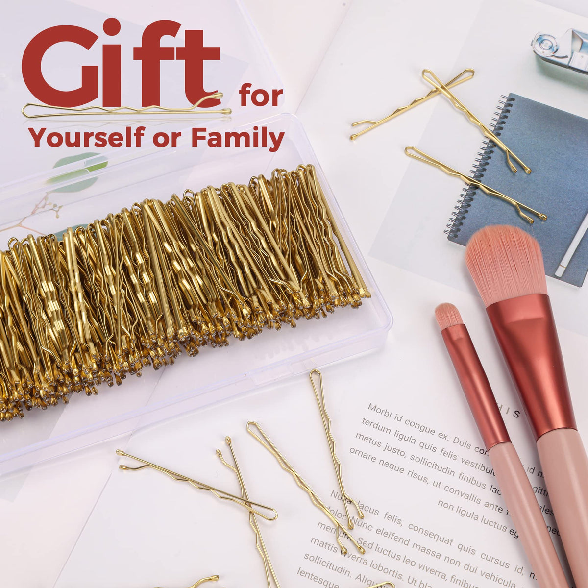 EWAGOA hair pins displayed on a table with storage box