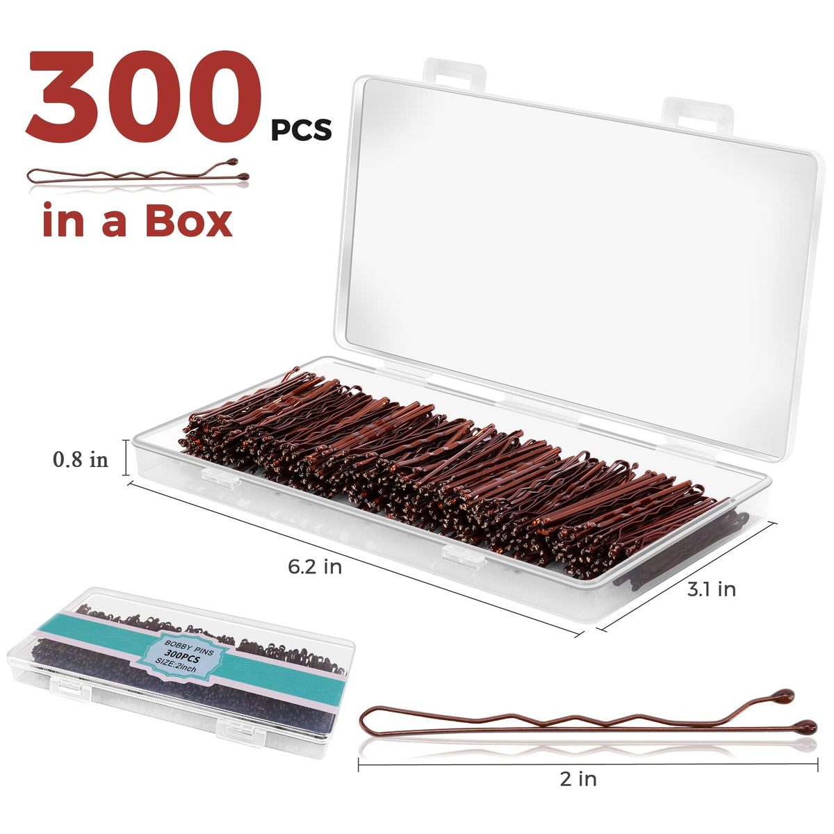 EWAGOA hair pins in storage box, side view