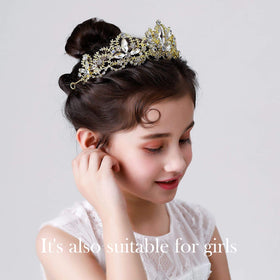 Exacoo Gold Tiara detailed view of rhinestones