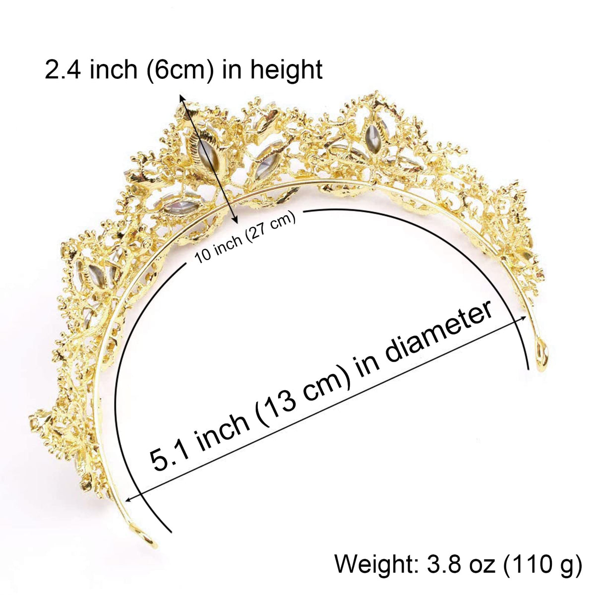 Exacoo Gold Tiara placed on a decorative stand