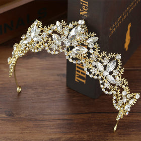 Exacoo Gold Tiara with bobby pins for secure fit