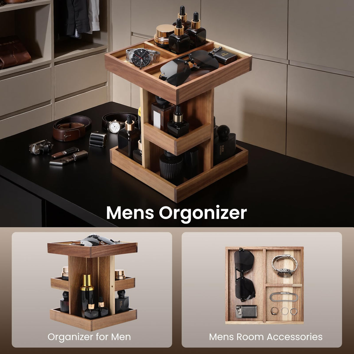 EXIN DECHEN Cologne Organizer on a dressing table with perfumes