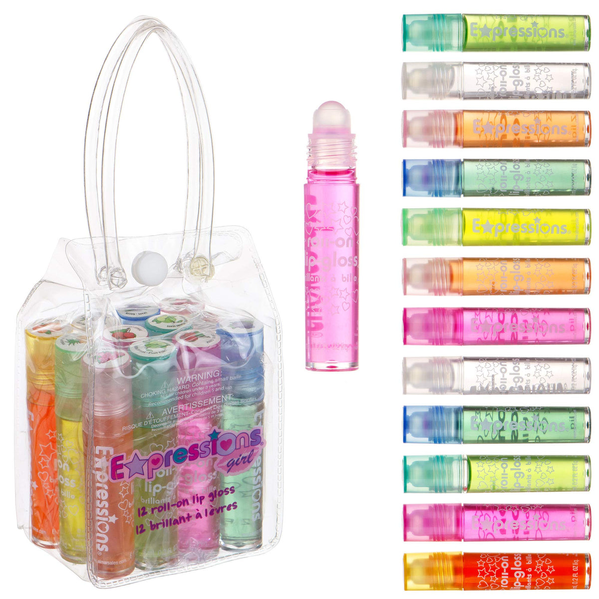 Expressions Girl 12pc Roll-On Lip Gloss Set in carrying case