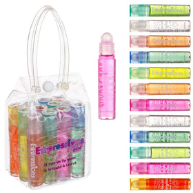 Expressions Girl 12pc Roll-On Lip Gloss Set in carrying case