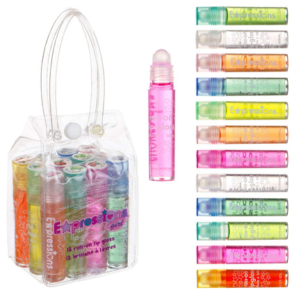 Expressions Girl 12pc Roll-On Lip Gloss Set in carrying case