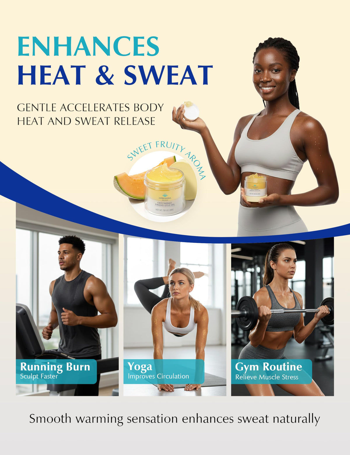 EXPRESSIONS WELLNESS Skin Tightening Cellulite Cream with workout gear