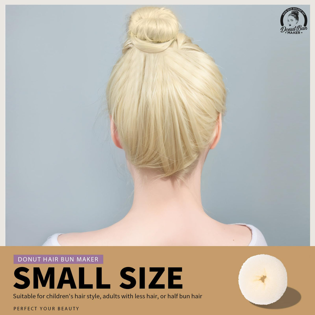 Extra large bun shaper from Teenitor in cream colour